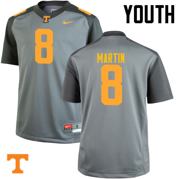 Youth #8 Justin Martin Tennessee Volunteers College Football Jerseys-Gray
